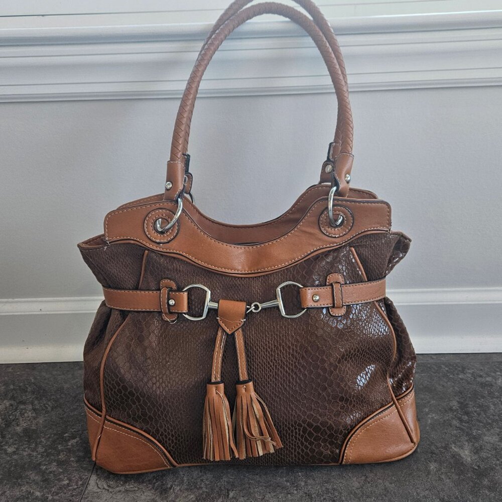 GAL Hobo Bag Brown Faux Snakeskin
